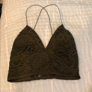 Cropped Olive Green Lace Cami